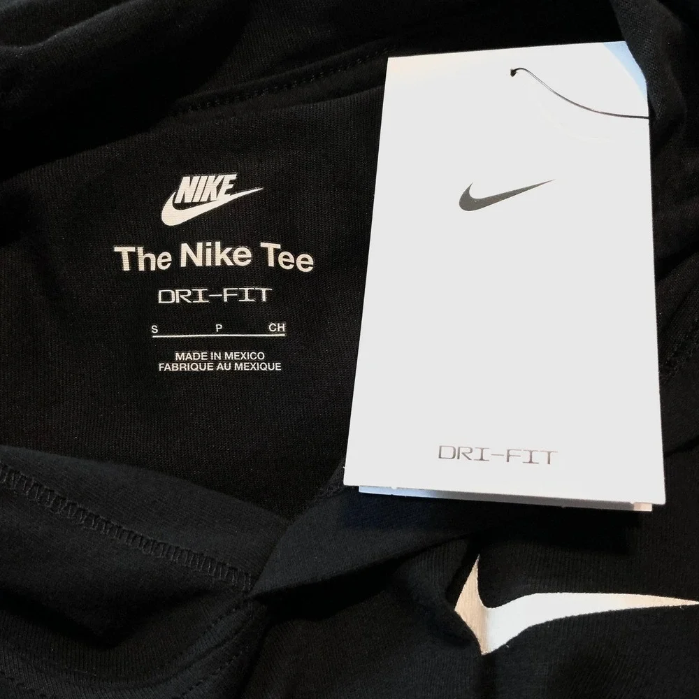 Nike Dri Fit Hoodie Shirt Men's Small Black‎ White Swoosh Long Sleeve NWT